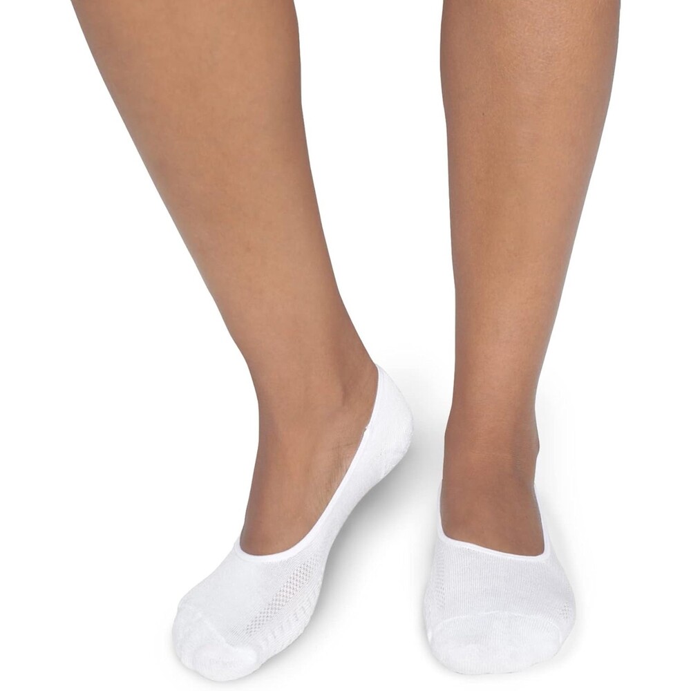 6 Pack Peds Womens White No Show Liner Socks Gel Tab
